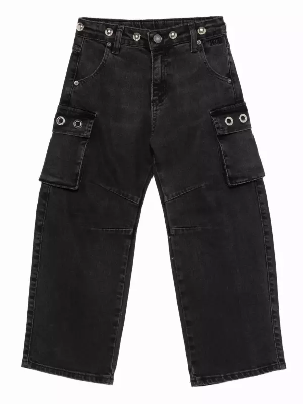 Джинсы с карманами карго MSGM Kids, черный