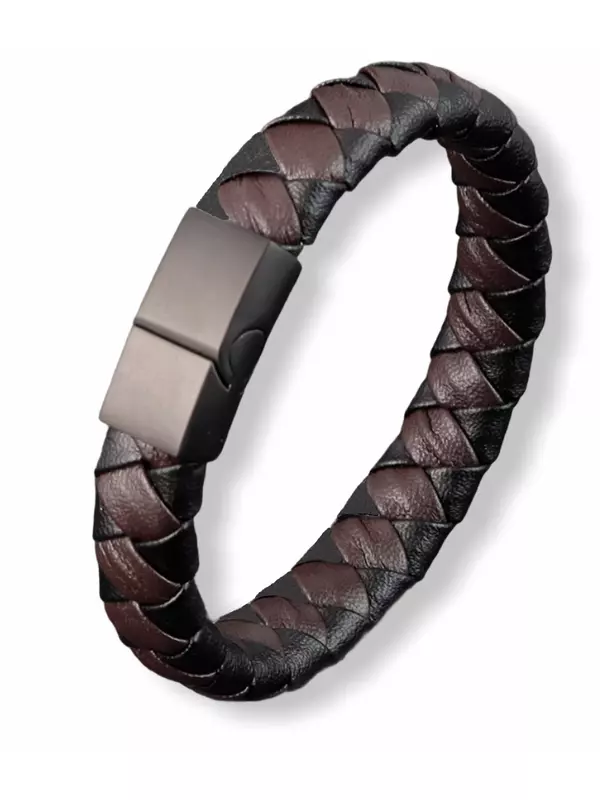 Плетеный браслет MyPads, размер 21 см, размер M, черный/коричневый