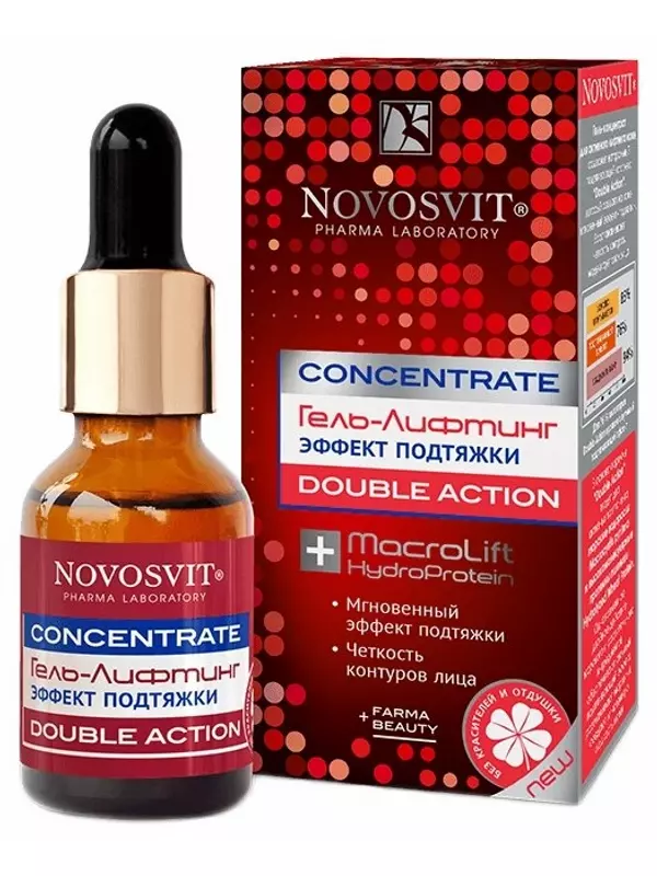 Novosvit Гель-лифтинг для лица эффект подтяжки Double Action 25 мл 1 шт. 1 шт. флакон