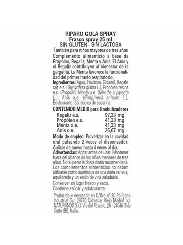 Спрей для здоровья горла 25мл Naturando Srl