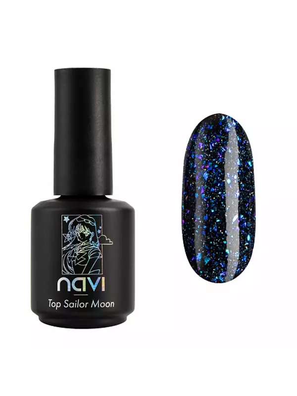 NAVI Топ для ногтей светоотражающий c хлопьями юкки 15