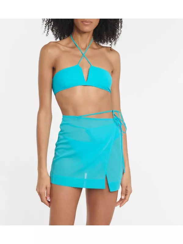 Асимметричная мини-юбка с запахом Nensi Dojaka, Turquoise