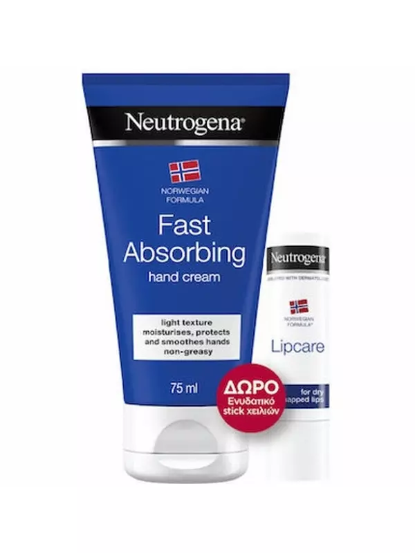 Промо-набор с быстро впитывающимся кремом для рук Norwegian Formula 75 мл и средством по уходу за губами 48 г Neutrogena