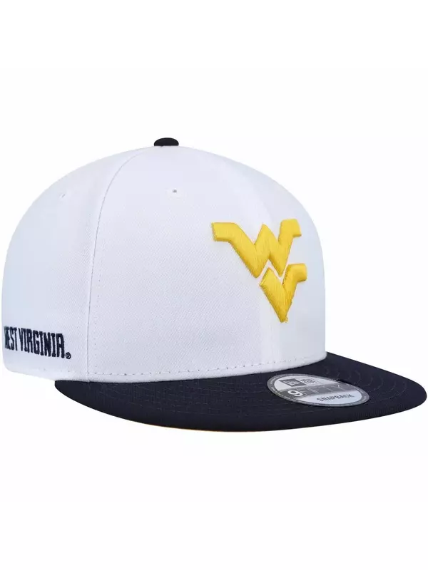 Мужская двухцветная кепка-талисман New Era белого/темно-синего цвета West Virginia Mountaineers 9FIFTY Snapback