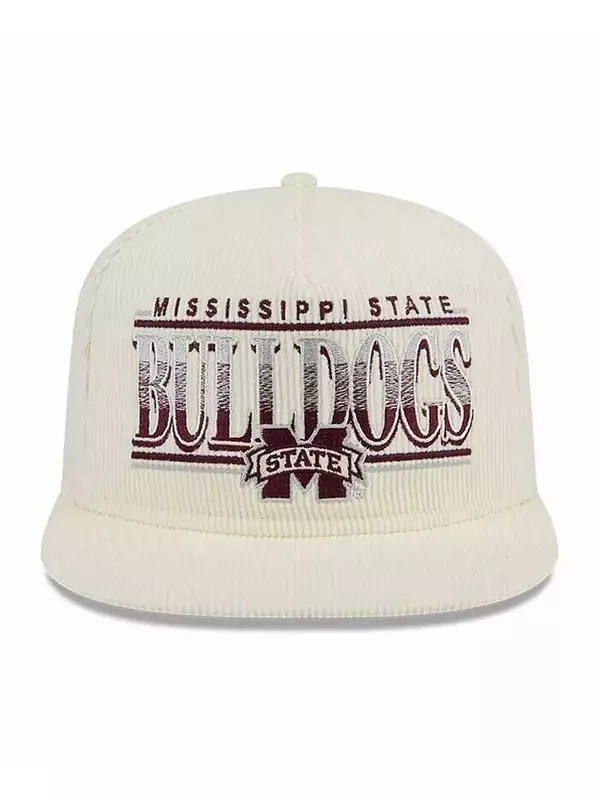 Мужская белая вельветовая шляпа Snapback для гольфиста Mississippi State Bulldogs Throwback New Era, бежевый