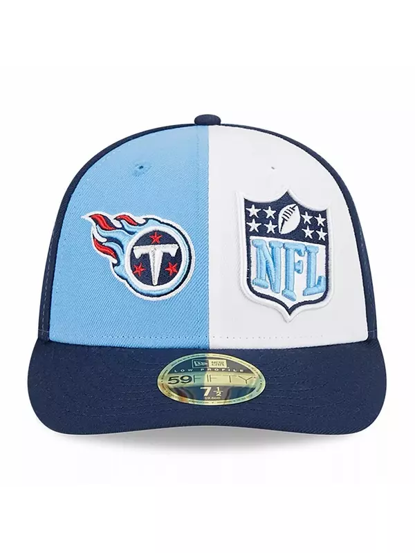 Мужская бейсболка New Era светло-синий/темно-синий Tennessee Titans 2023 Sideline Low Profile 59FIFTY Облегающая шляпа
