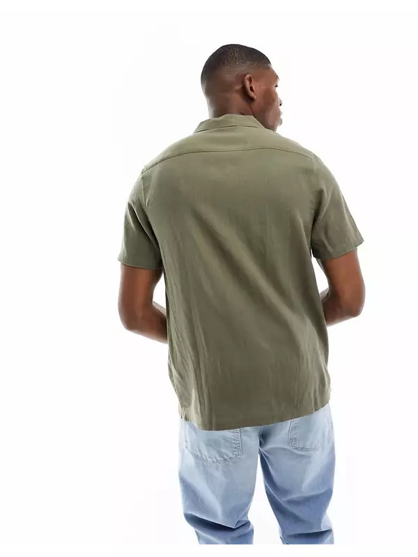 Рубашка New Look Linen, темный хаки