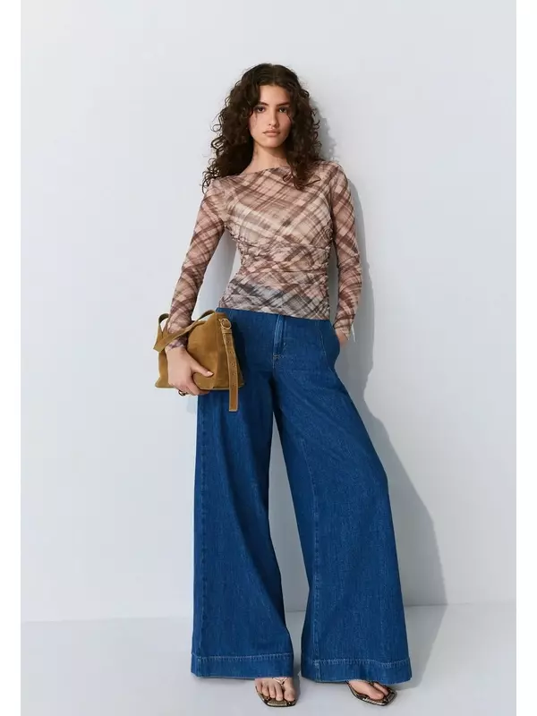 Блуза RUCHED SIDE LONG SLEEVE Next, коричневый