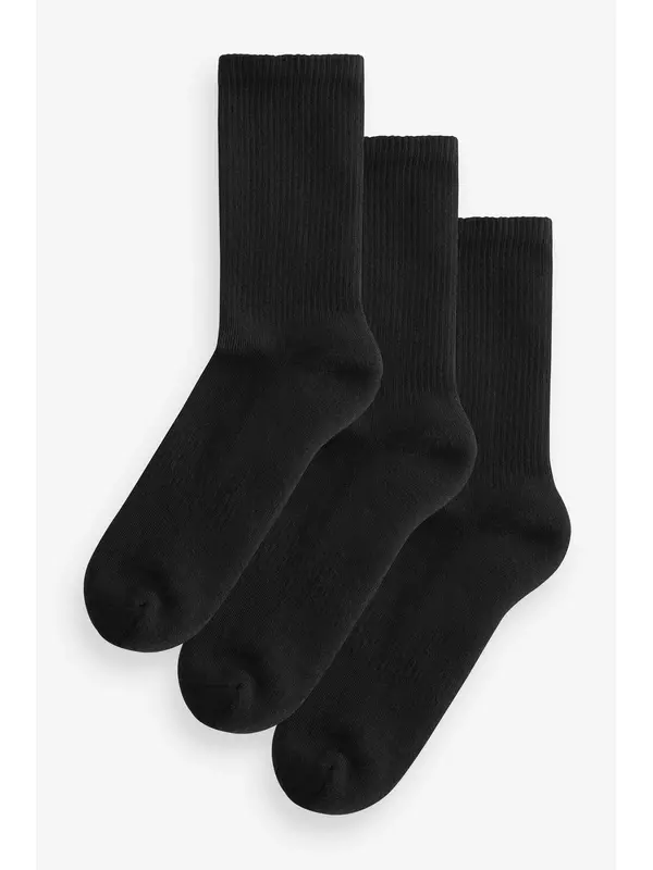 Спортивные носки с ребристым амортизирующим слоем, 3 пары, с поддержкой свода стопы Next, черный