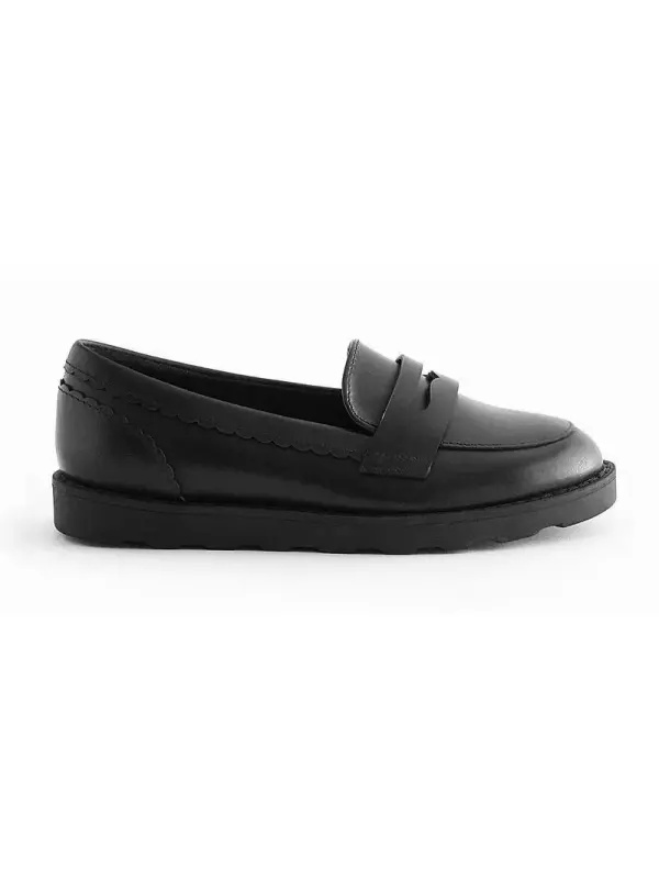 Слипоны School Leather Slim Sole Loafers Next, черный