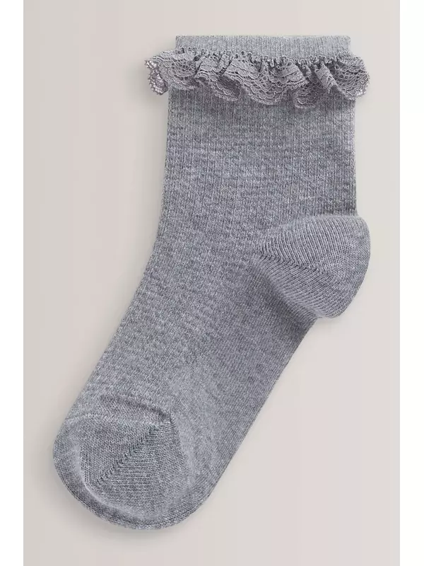 Комплект из 2 пар носков с рюшами до щиколотки с высоким содержанием хлопка Next, серый