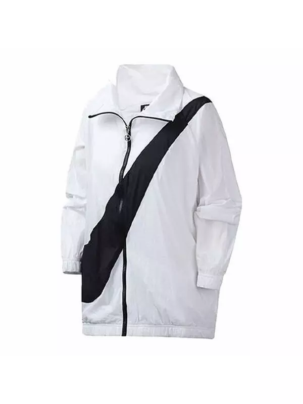 Куртка с большой молнией-галочкой, ветровка белая Nike, белый