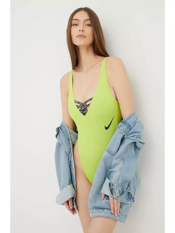 Цельный купальник Nike, зеленый