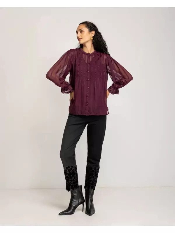 Женская блузка с пуговицами спереди Niza, бордовый