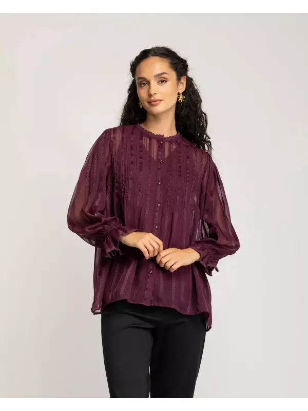 Женская блузка с пуговицами спереди Niza, бордовый