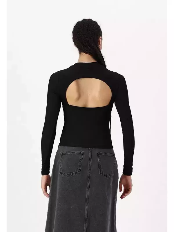 Топ с длинными рукавами NMANNIE OPEN BACK Noisy May, черный