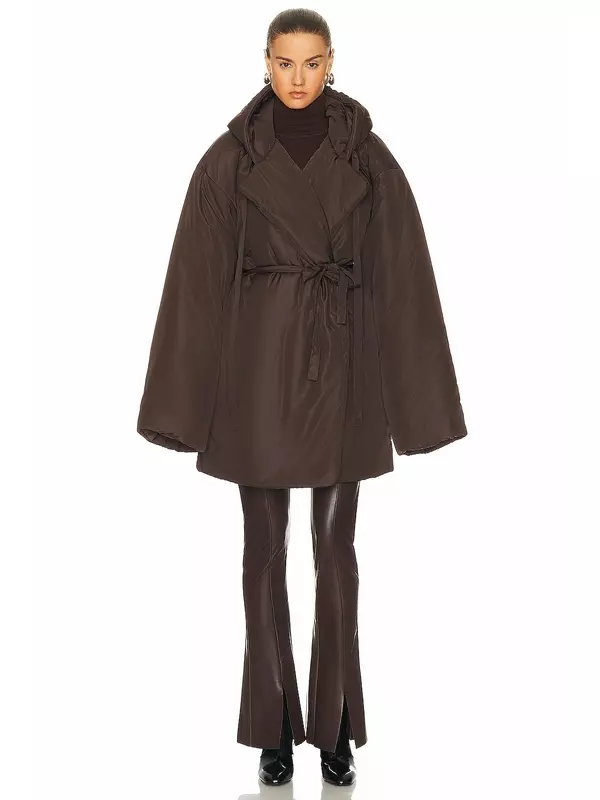 Спальный мешок с капюшоном, автомобильное пальто Norma Kamali, цвет Chocolate