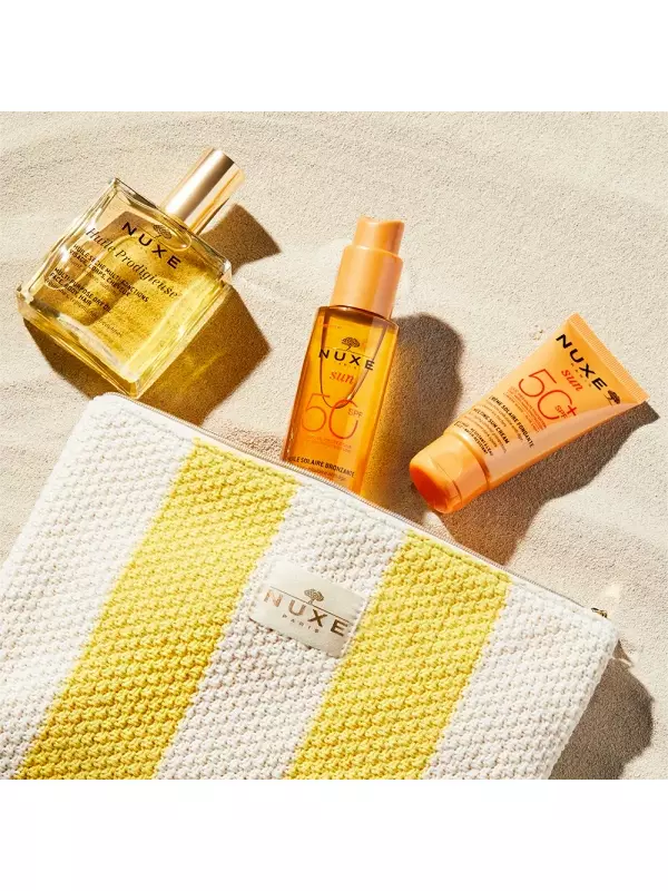 Масло для лица Nuxe sun aceite bronceador rostro y cuerpo spf50 estuche Nuxe, 4 шт.