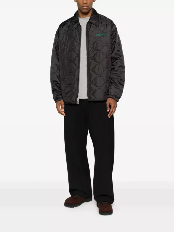 Стеганная рубашка на молнии Oamc, черный