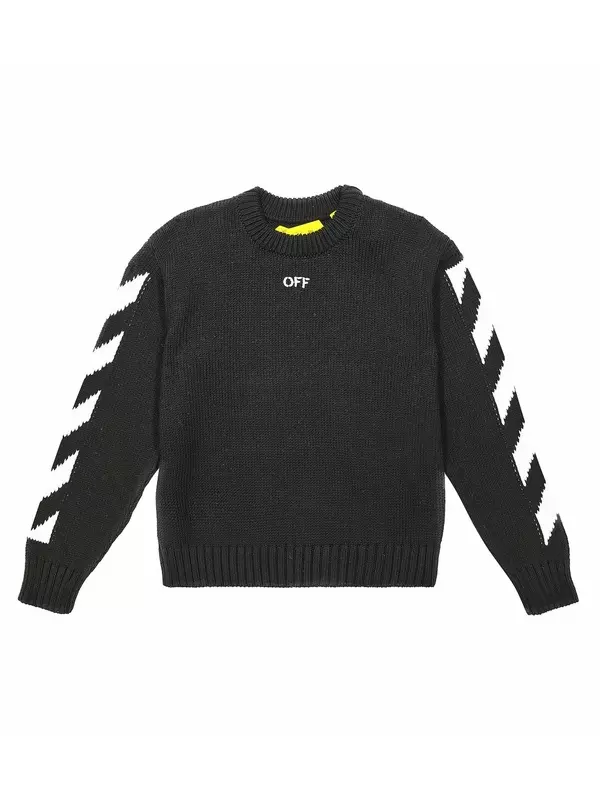 Хлопковый свитер off stamp Off-White Kids, черный