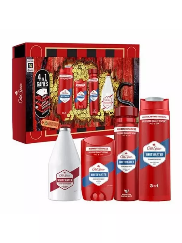 Набор Gamebox для мужчин с дезодорантом Whitewater, 50 мл, гелем для душа, 250 мл и средством после бритья 100 мл Old Spice