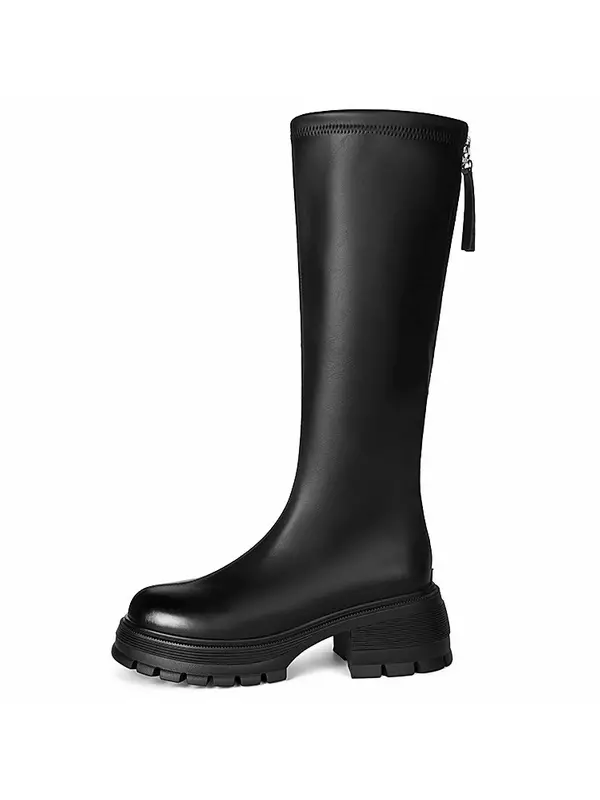 Ботфорты OMS для женщин, черные на массивном каблуке