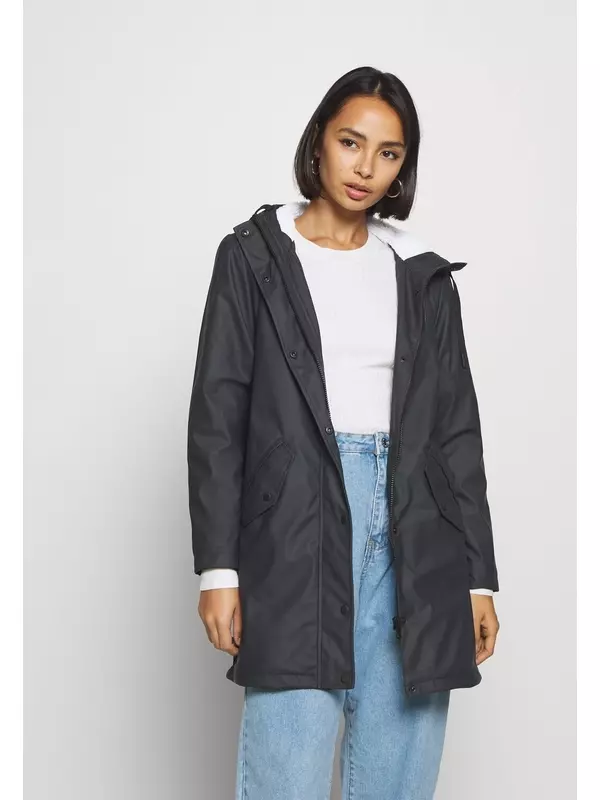 Дождевик ONLY Petite, черно-белый