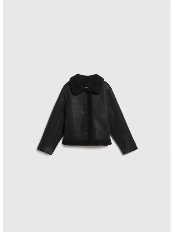 Дубленка из искусственной кожи с мехом для девочек, Черный