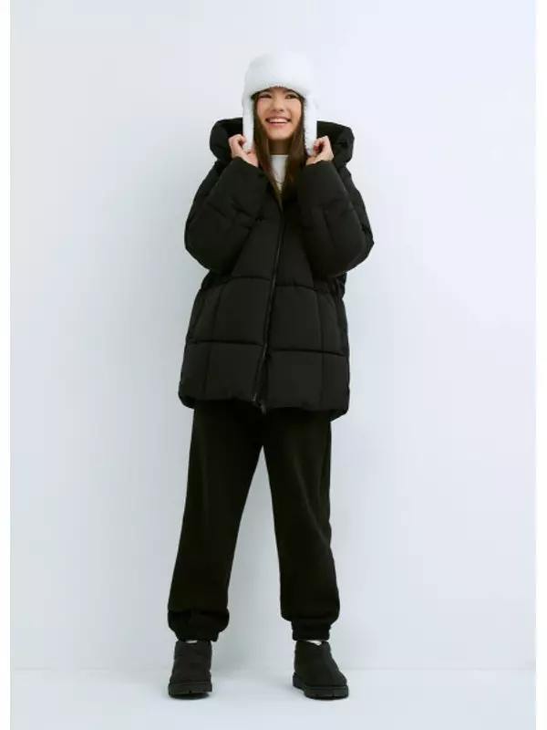 Пуховик для девочек, Черный