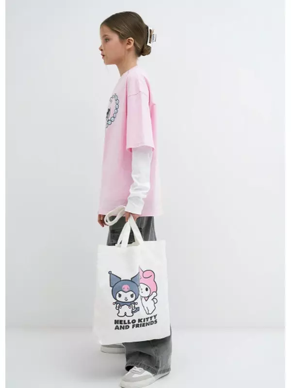 Сумка-шоппер с принтом для девочек, Белый