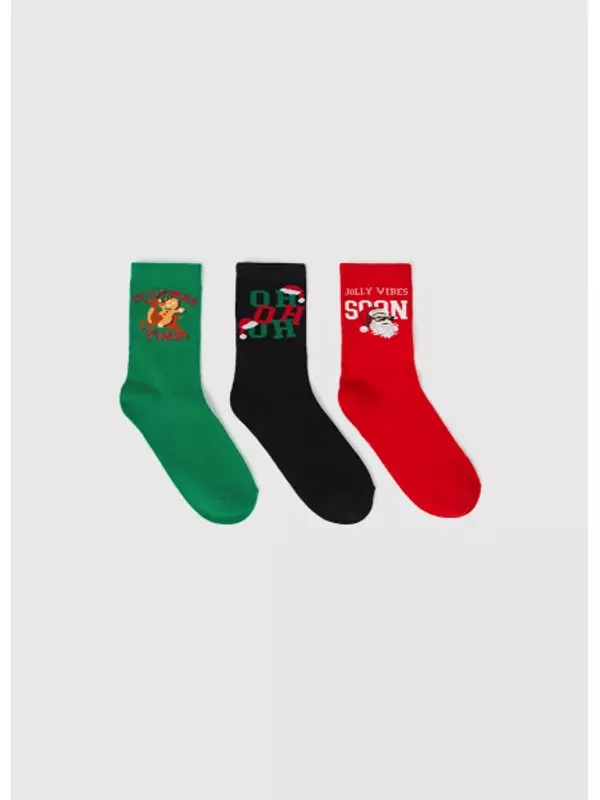 Носки с жаккардовым рисунком для мальчиков, 3 пары, Красный