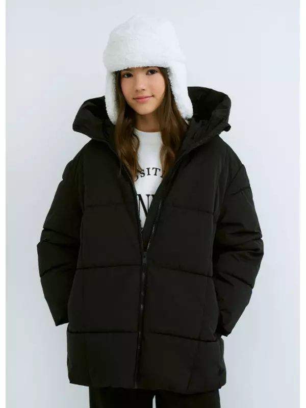 Пуховик для девочек, Черный