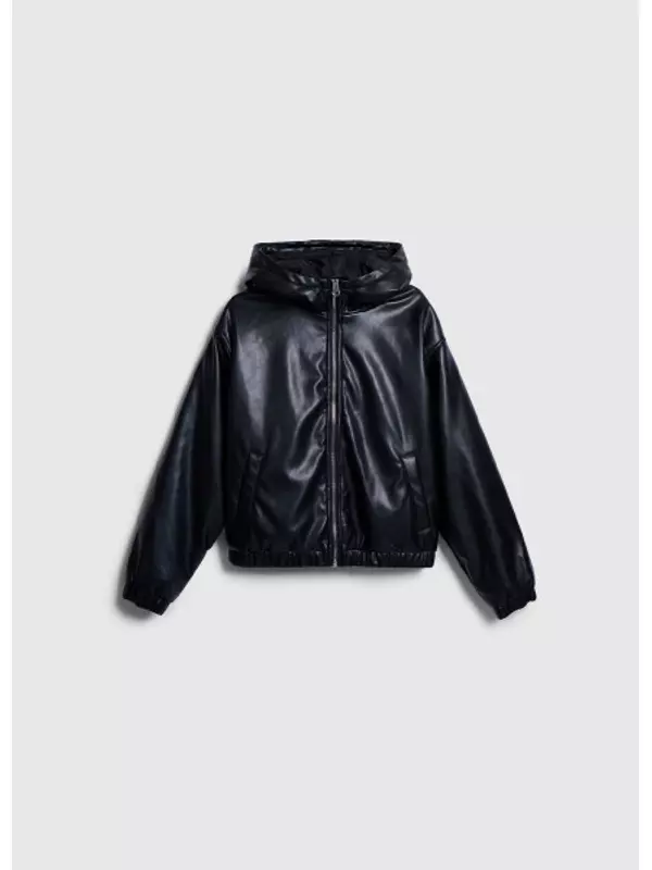 Куртка из искусственной кожи для девочек, Черный