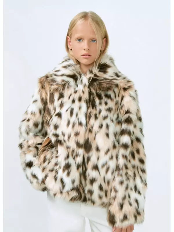 Шуба из искусственного меха для девочек, Мультицвет