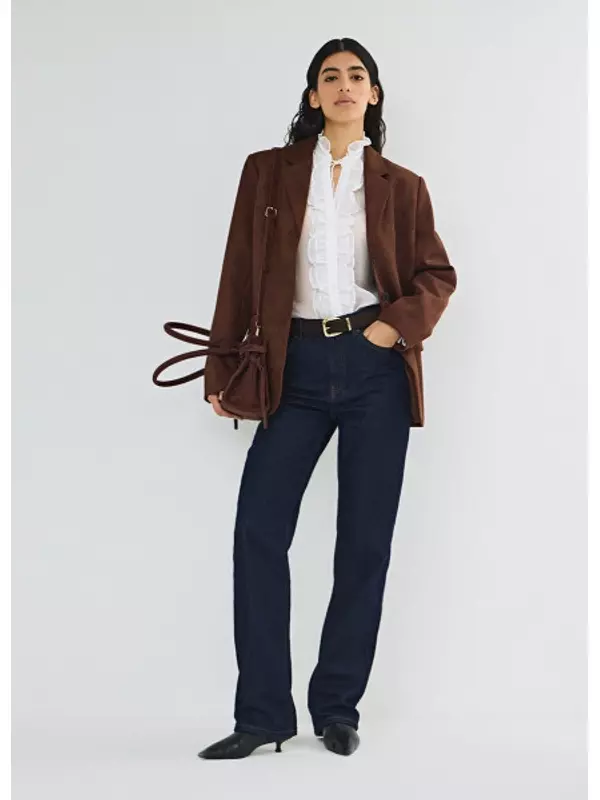 Однобортный жакет из замши, Оранжевый