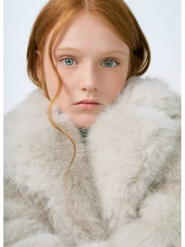 Шуба из искусственного меха для девочек, Бежевый