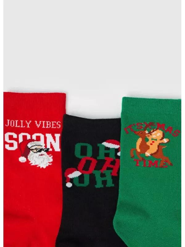 Носки с жаккардовым рисунком для мальчиков, 3 пары, Красный