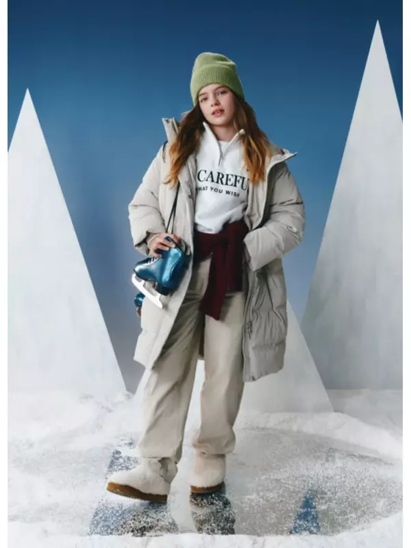 Пуховик для девочек, Бежевый