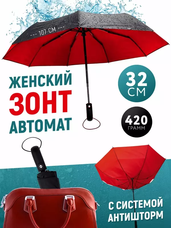 Смарт-зонт OZBERRY, черный/красный