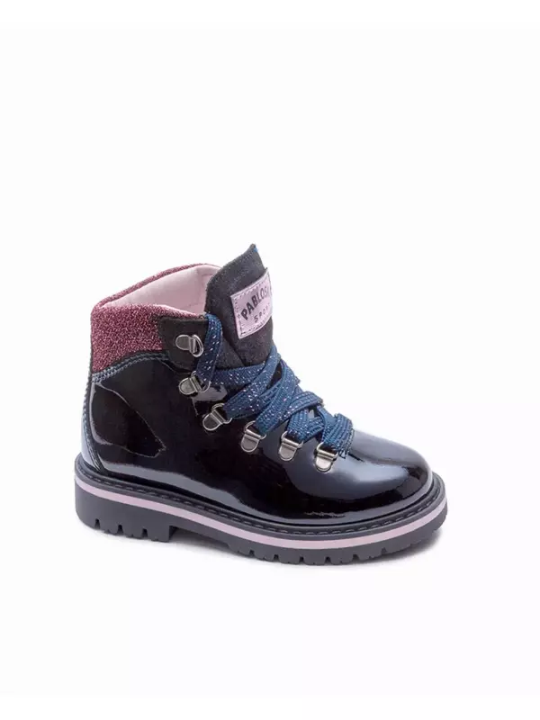 Кожаные сапоги для девочки со шнурками Pablosky, темно-синий