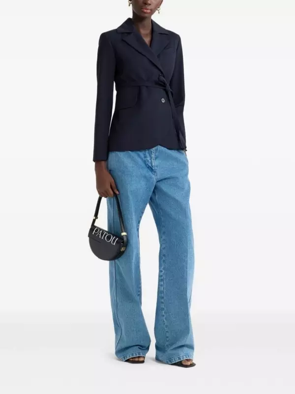 Шерстяной пиджак с поясом Patou, синий