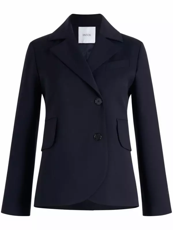Шерстяной пиджак с поясом Patou, синий