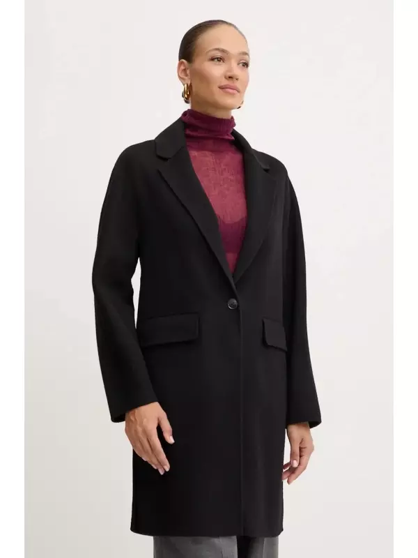 Шерстяное плащ Patrizia Pepe, черный