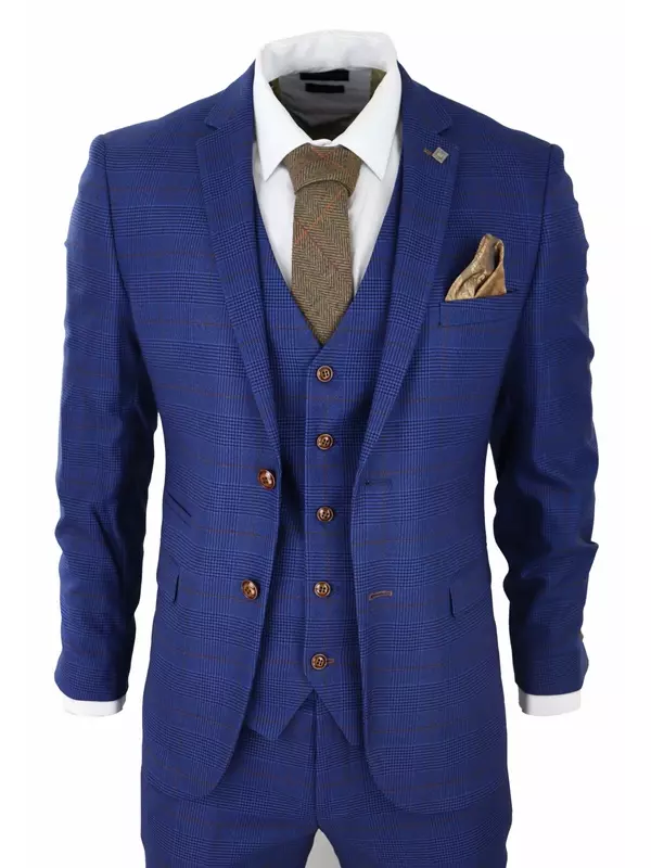 Костюм-тройка в клетку Alex Blue Brown Paul Andrew