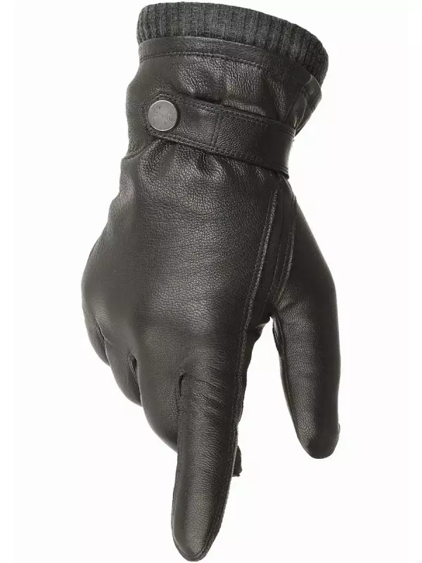 Перчатки кожаные PEARLWOOD Фредди, дышащие, терморегулирующие, ветро- и водоотталкивающие, черный