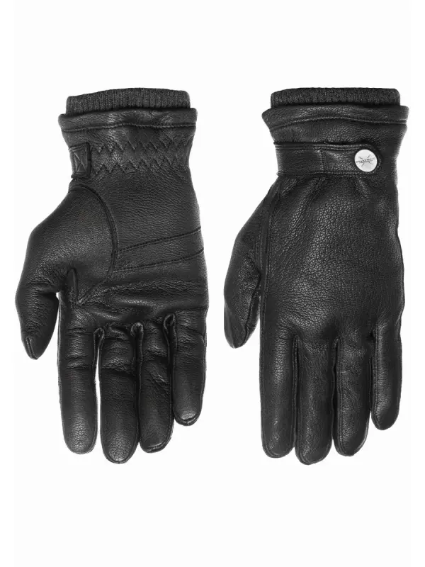 Перчатки кожаные PEARLWOOD Фредди, дышащие, терморегулирующие, ветро- и водоотталкивающие, черный