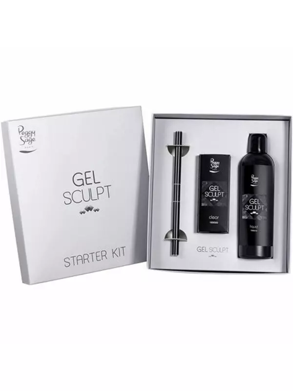 Стартовый набор Peggy Sage Gel Sculpt Tube Gel Sculpt 56 г + флакон с жидким гелем для скульптурирования 240 мл + двойная кисть