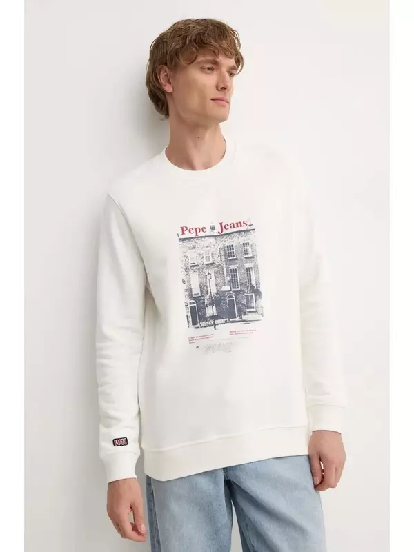 Хлопковая толстовка Pepe Jeans SOREN CREW, бежевый