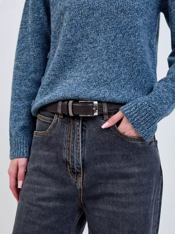 Кожаный ремень с мерцающей шлевкой Punto Luce