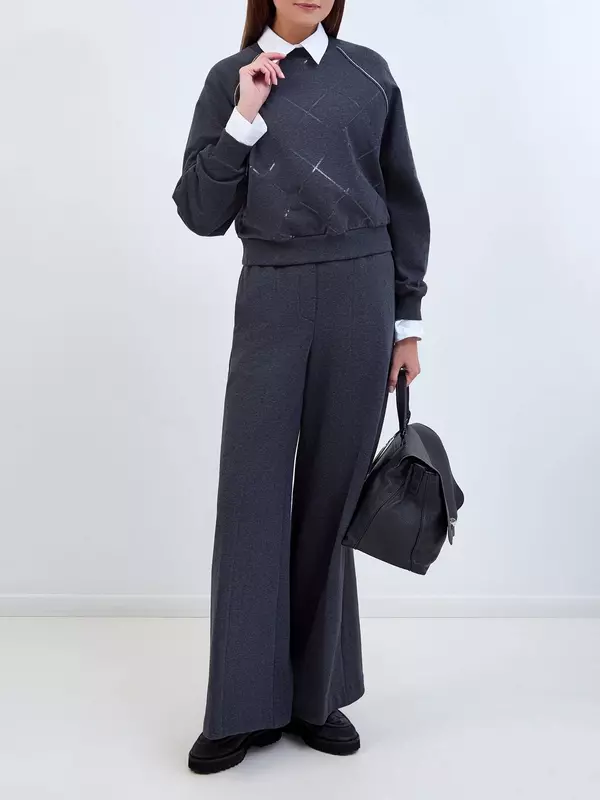 Свитшот с цепочками Punto Luce и узором из полупрозрачных пайеток